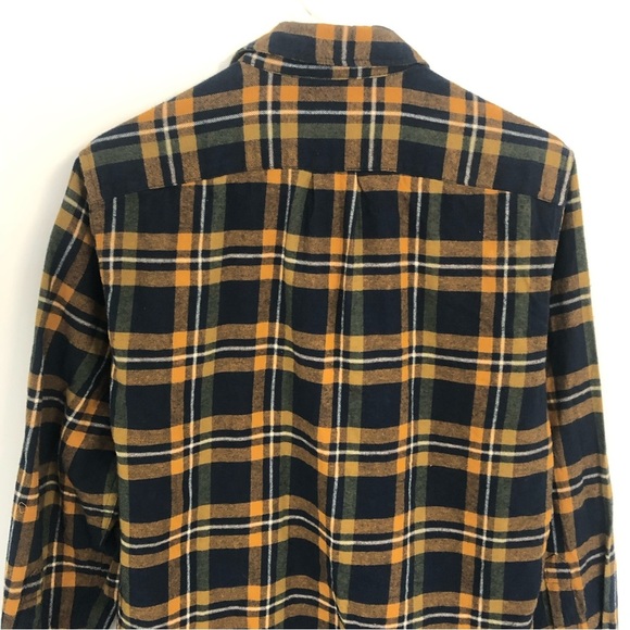 J.CREW Flannel Classic Men’s Blue/Yellow Plaid Long Sleeve Shirt Size S - Picture 4 of 14